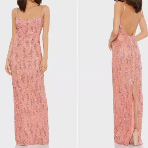 MAC DUGGAL 10696 SEQUIN COLUMN PINK GOWN sz 6 - Picture 3 of 3